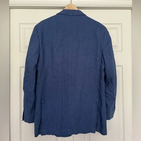 {Alan Flusser} Linen Blend Sport Coat in Blue - Mens Medium - Picture 5 of 10